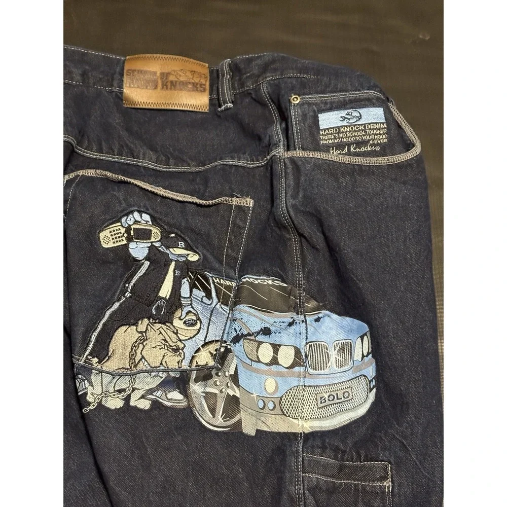 School Of Hard Knocks SOHK Denim Jeans Vintage 90s Y2K Hip Hop Wide Leg street